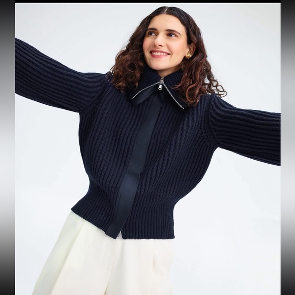 Goop Sweaters - G Label by GOOP Rubinfeld Wool Zip Up Sweater Navy